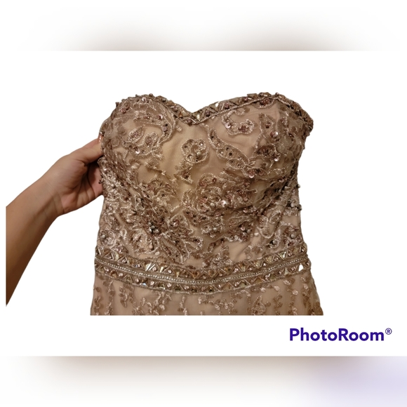 Mac Duggal Dusty Rose Embroidered and Sequin Accented Evening Gown - Size 6 - Picture 5 of 10